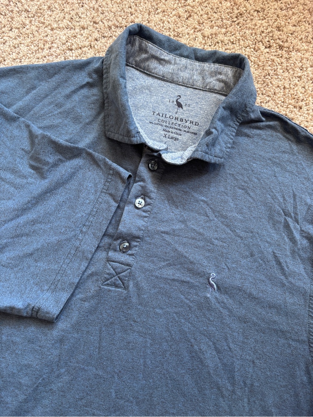 TailorByrd Collection Men's Polo Shirt Heather Blue Short Sleeve Size X-Large